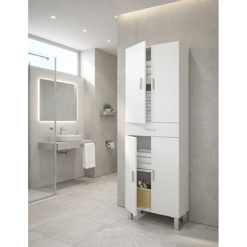 Armario Baño Aruba Blanco Brillo 4 Puertas - Montiel