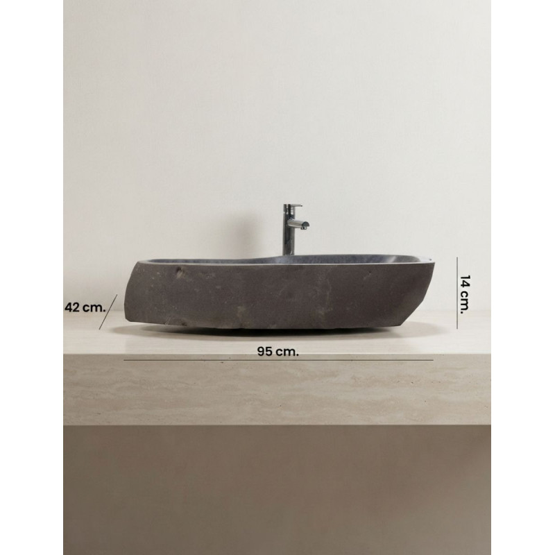 Lavabo Acuario Abstracto de Piedra Gris Natural - Montiel