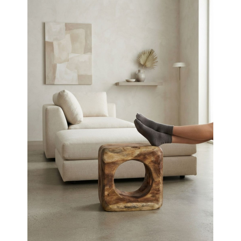 Mesa Auxiliar Reposapiés Arusa 40x40 cm. de Madera - Montiel