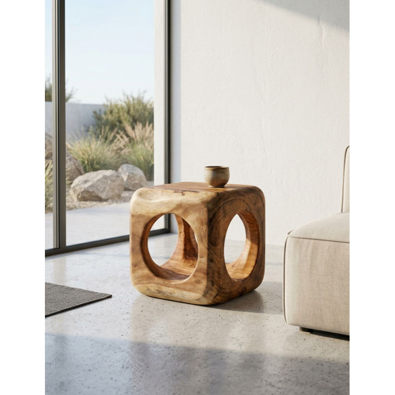 Mesa Auxiliar Reposapiés Arusa 40x40 cm. de Madera - Montiel