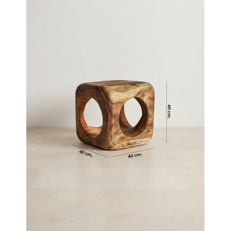 Mesa Auxiliar Reposapiés Arusa 40x40 cm. de Madera - Montiel