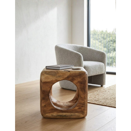 Mesa Auxiliar Reposapiés Arusa 40x40 cm. de Madera - Montiel