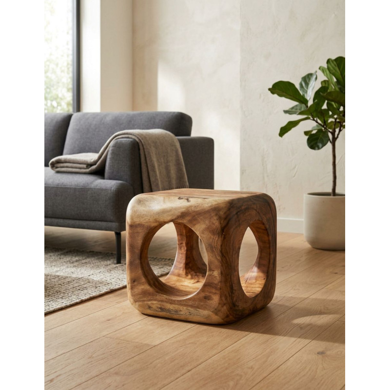 Mesa Auxiliar Reposapiés Arusa 40x40 cm. de Madera - Montiel