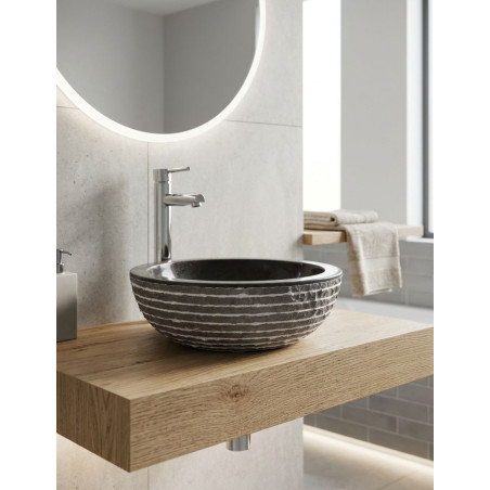 Lavabo Iris Artesanal de Mármol Gris Redondo - Montiel
