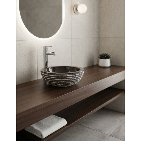 Lavabo Iris Artesanal de Mármol Gris Redondo - Montiel