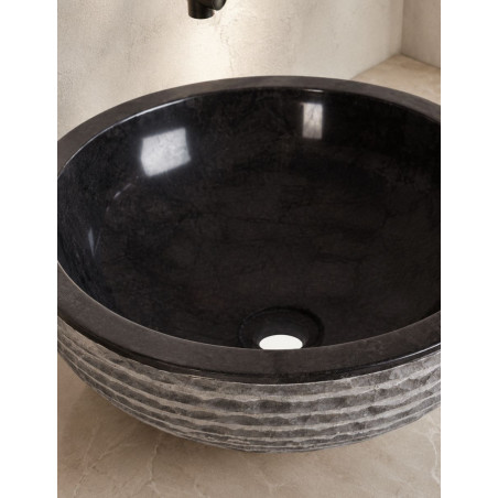 Lavabo Iris Artesanal de Mármol Gris Redondo - Montiel
