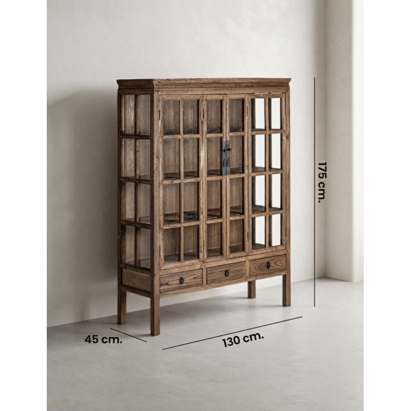 Vitrina Tartu Alta Madera de Olmo 175x130 cm. - Montiel