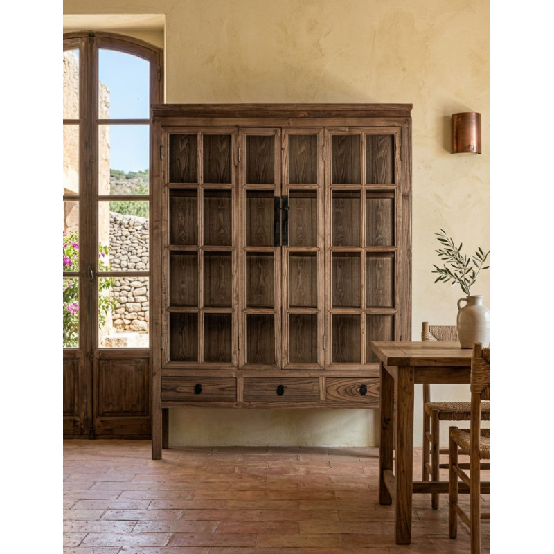 Vitrina Tartu Alta Madera de Olmo 175x130 cm. - Montiel