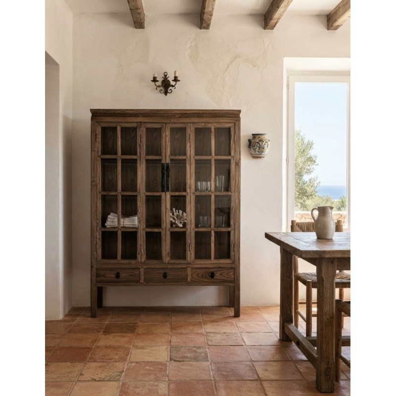 Vitrina Tartu Alta Madera de Olmo 175x130 cm. - Montiel
