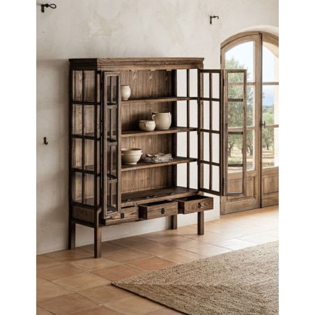 Vitrina Tartu Alta Madera de Olmo 175x130 cm. - Montiel