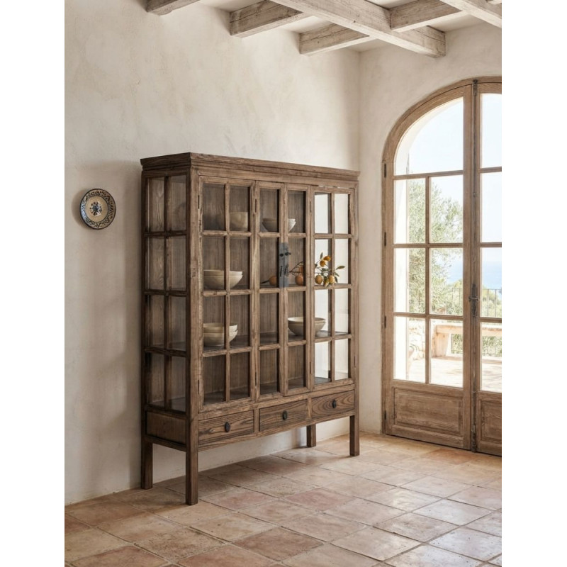 Vitrina Tartu Alta Madera de Olmo 175x130 cm. - Montiel