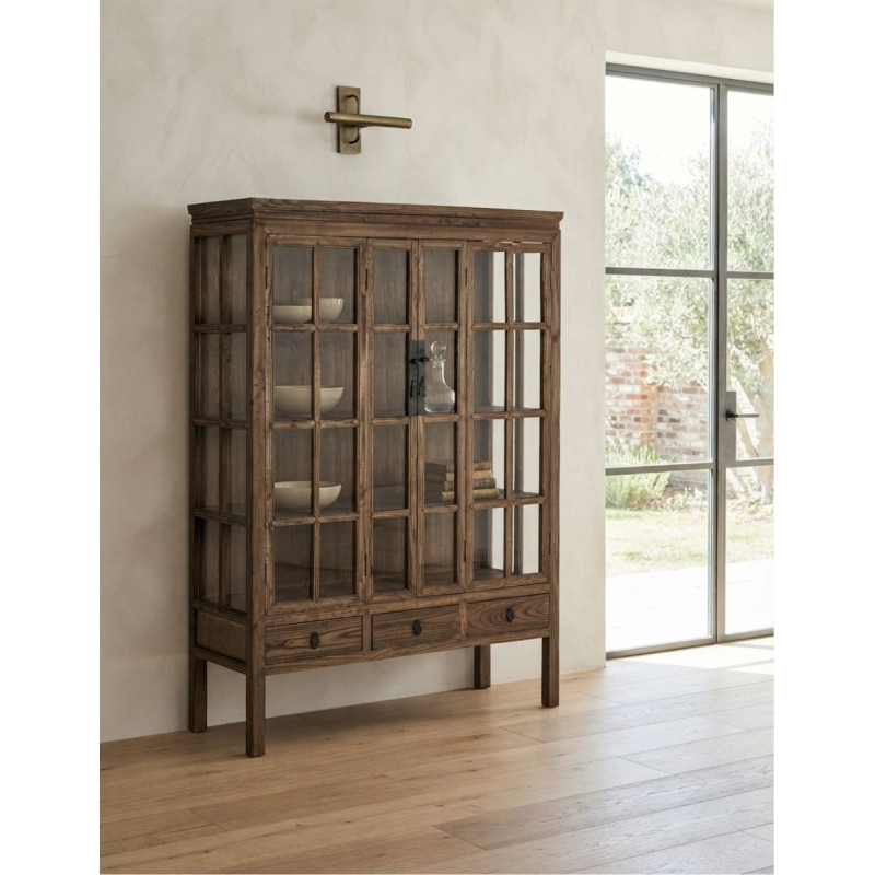 Vitrina Tartu Alta Madera de Olmo 175x130 cm. - Montiel
