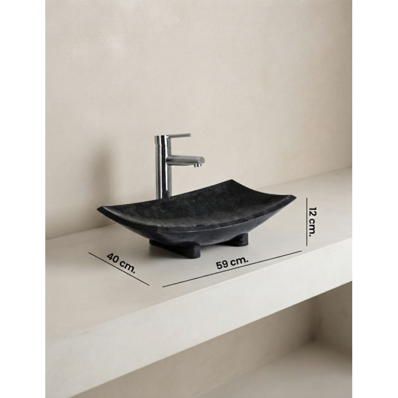 Lavabo Baño Urano Negro de Mármol - Montiel
