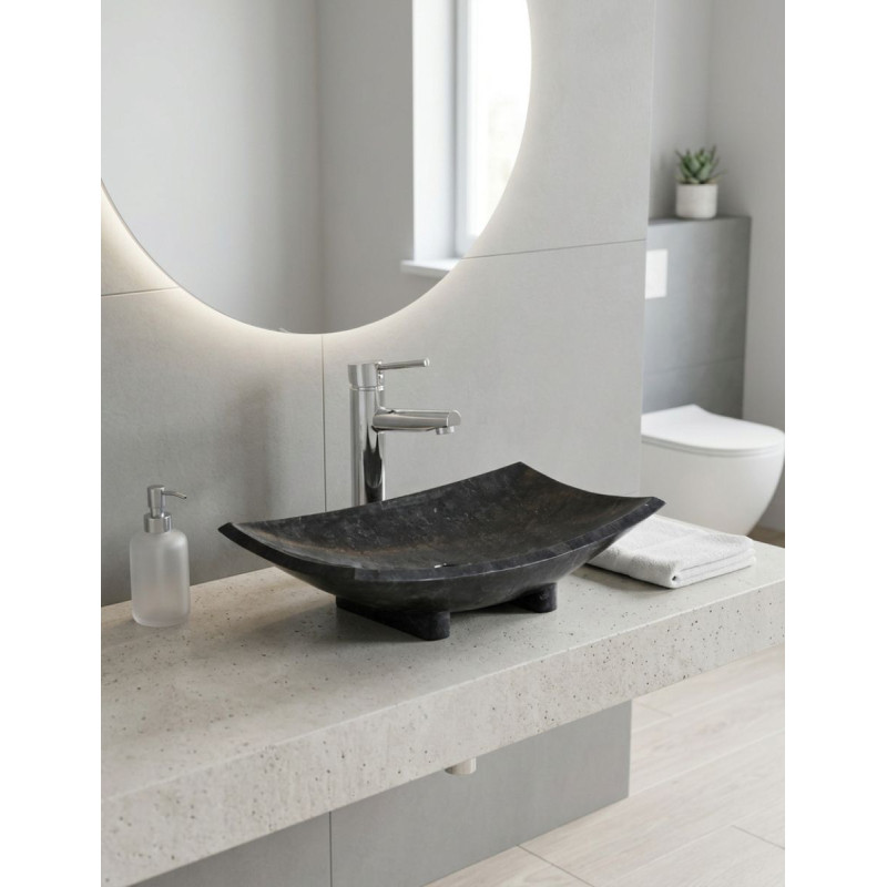Lavabo Baño Urano Negro de Mármol - Montiel