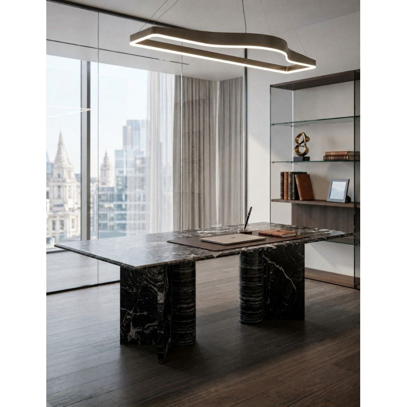 Mesa Dirección Oficina Gautby Mármol Negro 240 cm. - Montiel