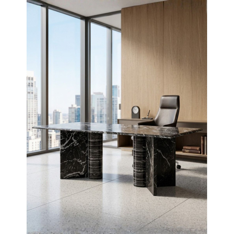Mesa Dirección Oficina Gautby Mármol Negro 240 cm. - Montiel