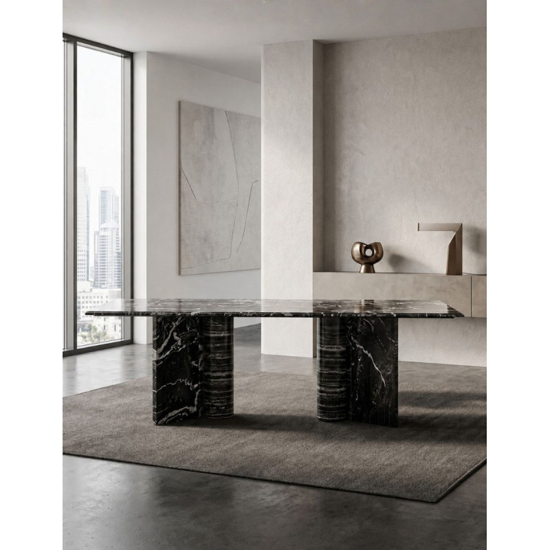Mesa Dirección Oficina Gautby Mármol Negro 240 cm. - Montiel