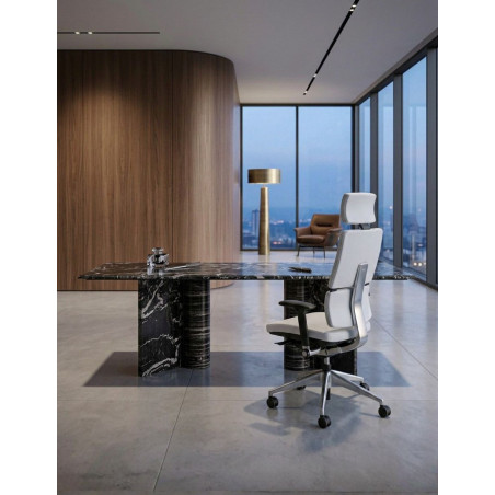 Mesa Dirección Oficina Gautby Mármol Negro 240 cm. - Montiel