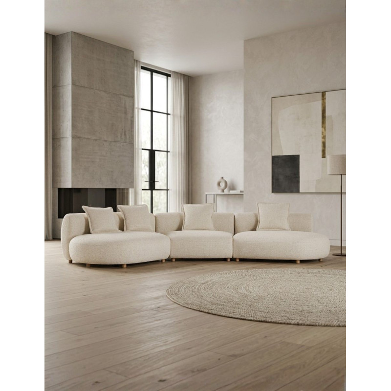 Sofá Salón Modular Zakupi Beige con 4 Cojines - Montiel
