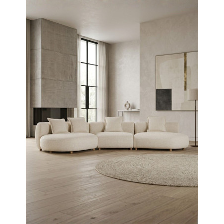 Sofá Salón Modular Zakupi Beige con 4 Cojines - Montiel