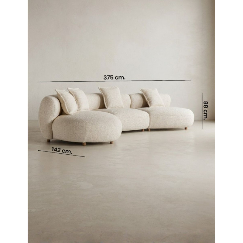 Sofá Salón Modular Zakupi Beige con 4 Cojines - Montiel