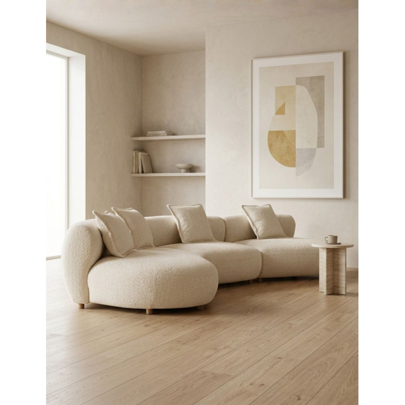 Sofá Salón Modular Zakupi Beige con 4 Cojines - Montiel