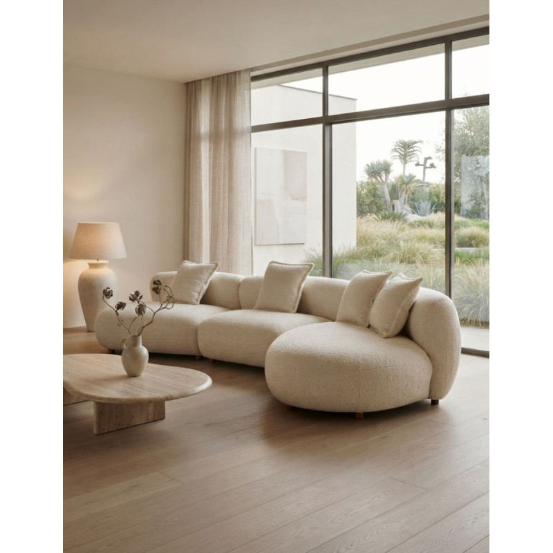 Sofá Salón Modular Zakupi Beige con 4 Cojines - Montiel