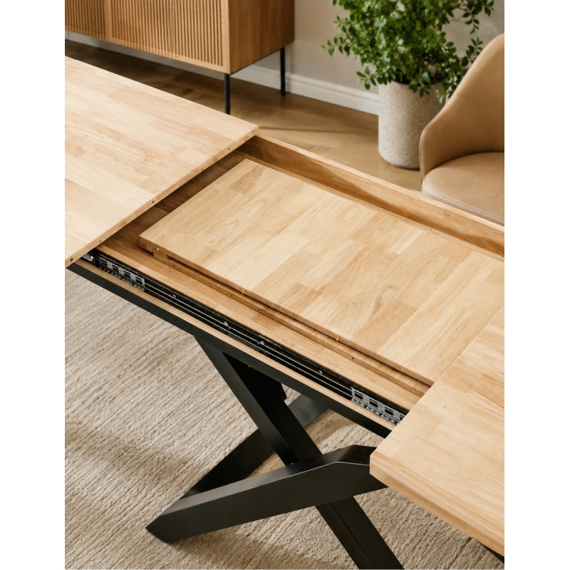 Mesa elevable y extensible de madera y estructura metálica-Montiel