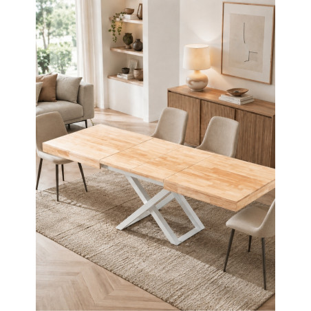 Mesa elevable y extensible de madera y estructura metálica-Montiel