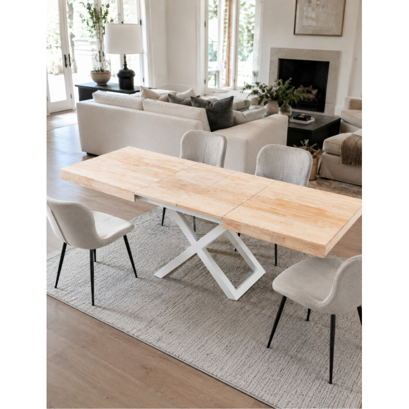 Mesa elevable y extensible de madera y estructura metálica-Montiel