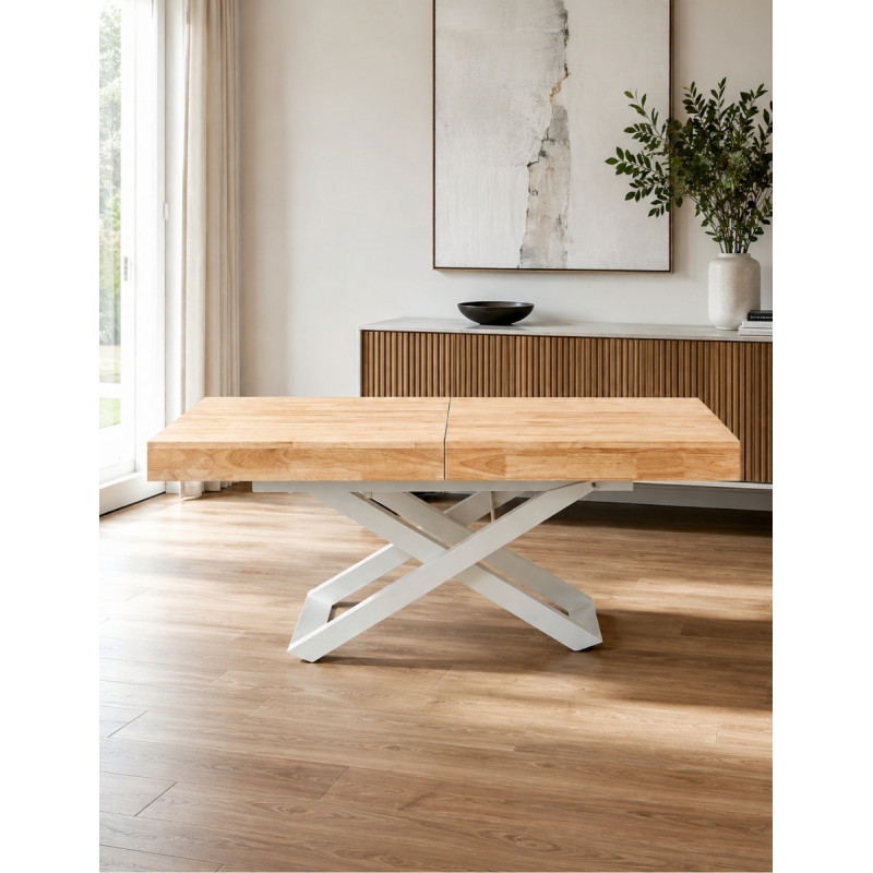 Mesa elevable y extensible de madera y estructura metálica-Montiel