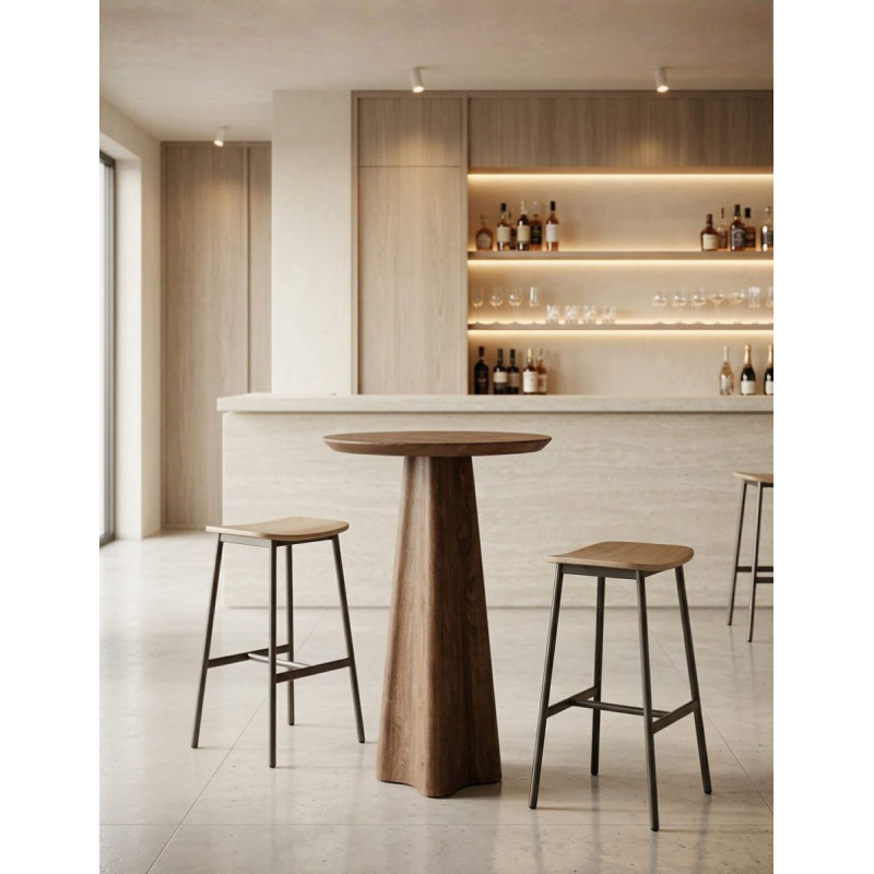 Mesa Keale Alta Ø65x103 cm. de Madera Marrón - Montiel