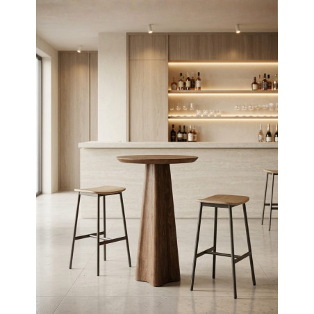 Mesa Keale Alta Ø65x103 cm. de Madera Marrón - Montiel