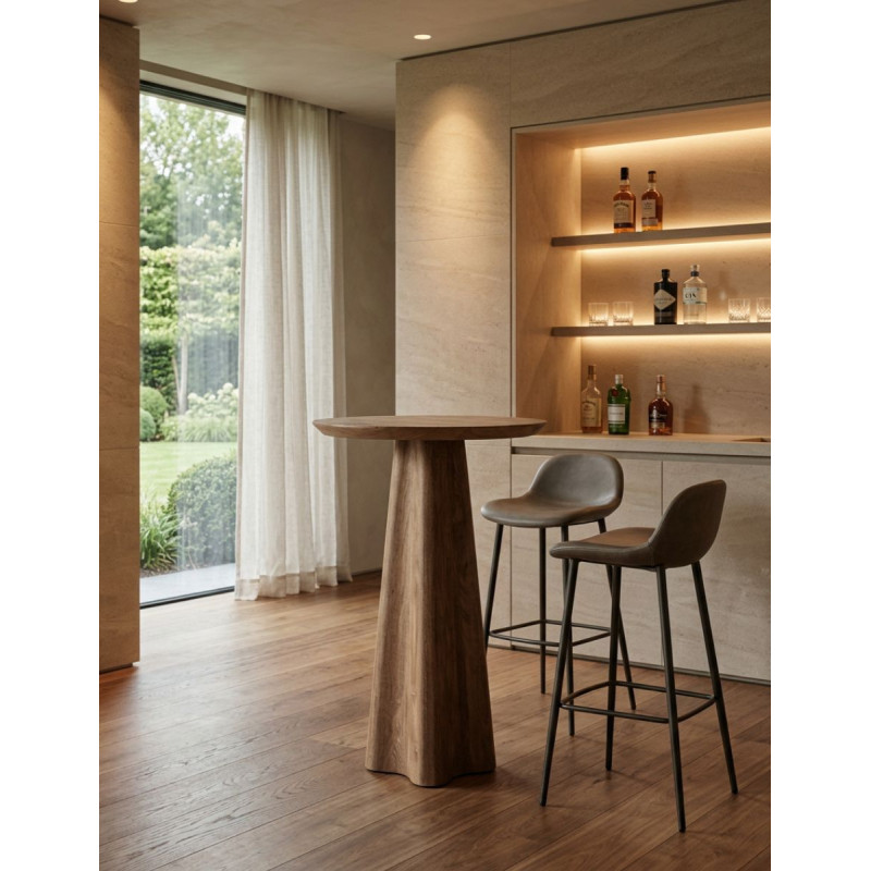 Mesa Keale Alta Ø65x103 cm. de Madera Marrón - Montiel