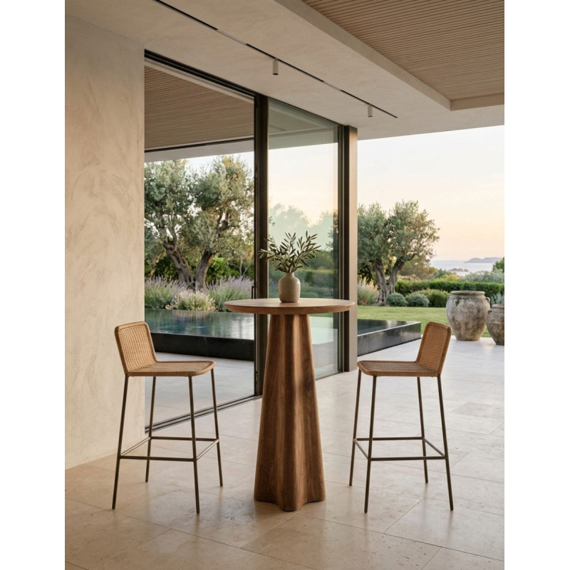 Mesa Keale Alta Ø65x103 cm. de Madera Marrón - Montiel