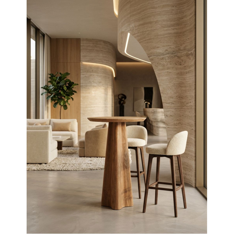 Mesa Keale Alta Ø65x103 cm. de Madera Marrón - Montiel