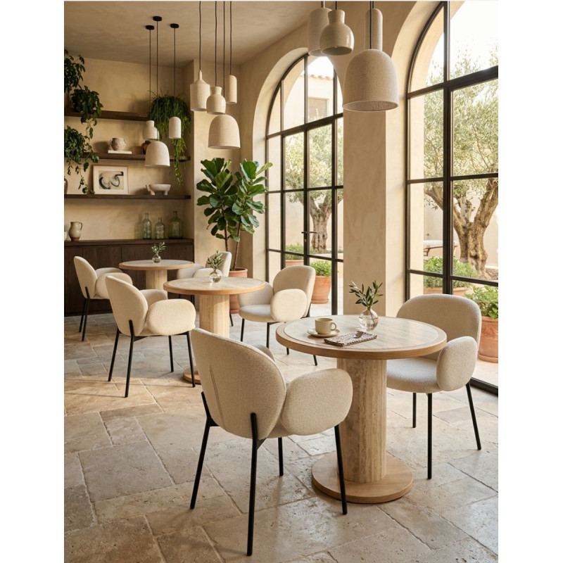 Silla Comedor Brugnac Tapizada en Crema - Montiel