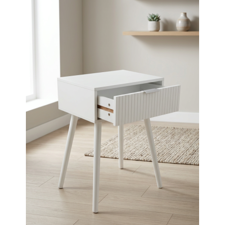 Mesita auxiliar de noche 40x30cm Freya Blanco - Montiel