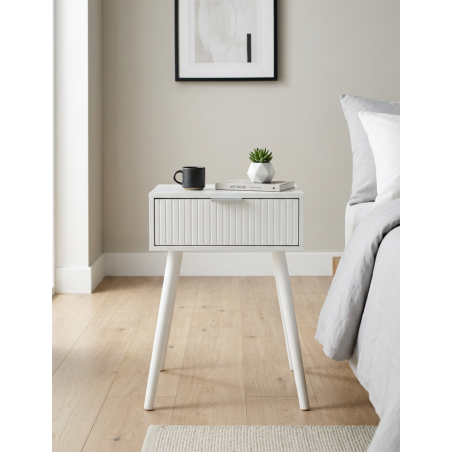 Mesita auxiliar de noche 40x30cm Freya Blanco - Montiel