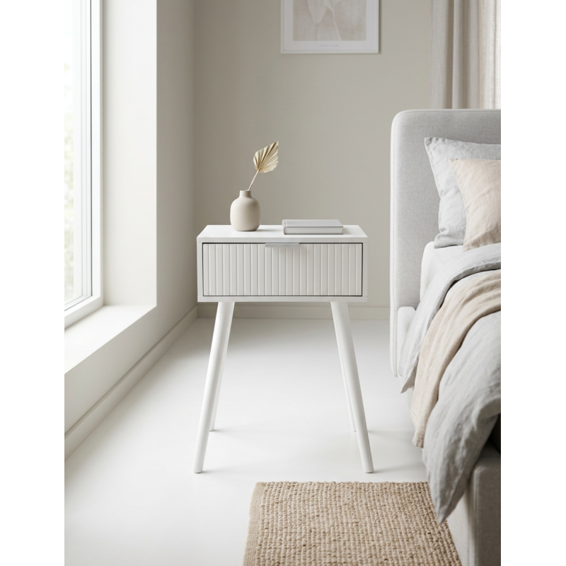 Mesita auxiliar de noche 40x30cm Freya Blanco - Montiel