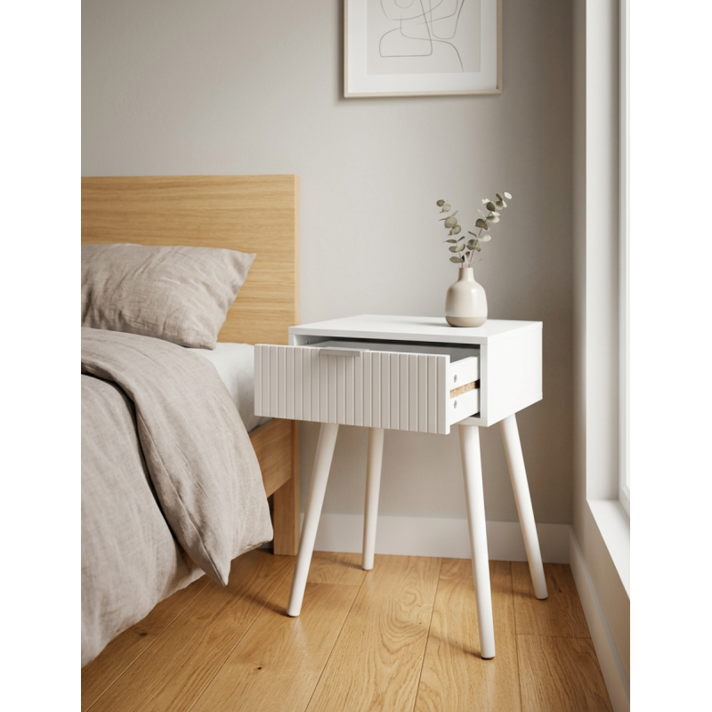 Mesita auxiliar de noche 40x30cm Freya Blanco - Montiel
