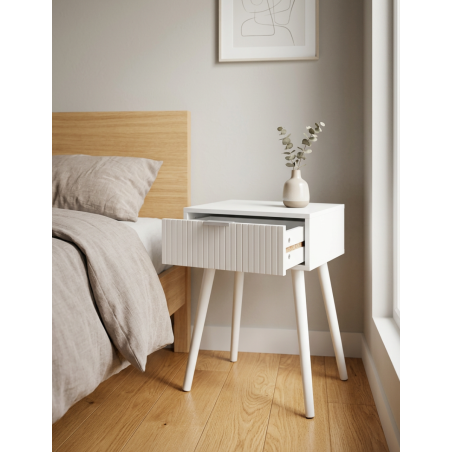 Mesita auxiliar de noche 40x30cm Freya Blanco - Montiel