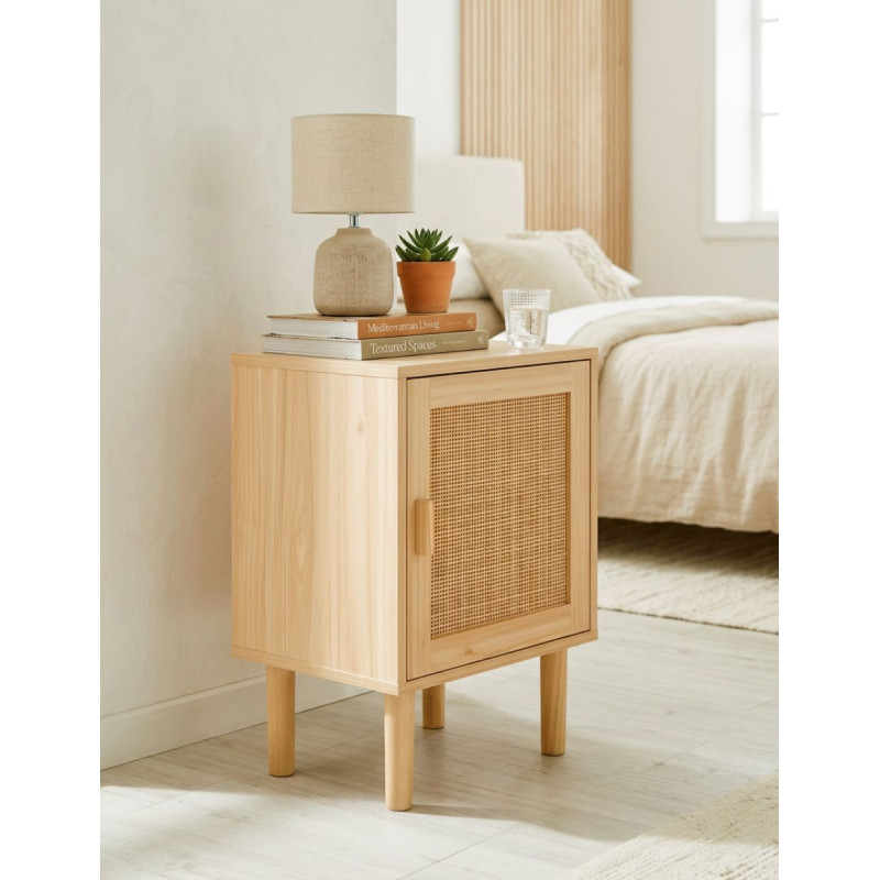 Mesilla Auxiliar Décor 40x30 CM Pino/Rattan - Montiel