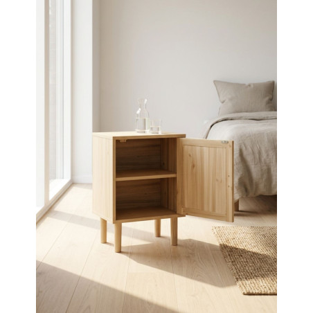 Mesilla Auxiliar Décor 40x30 CM Pino/Rattan - Montiel