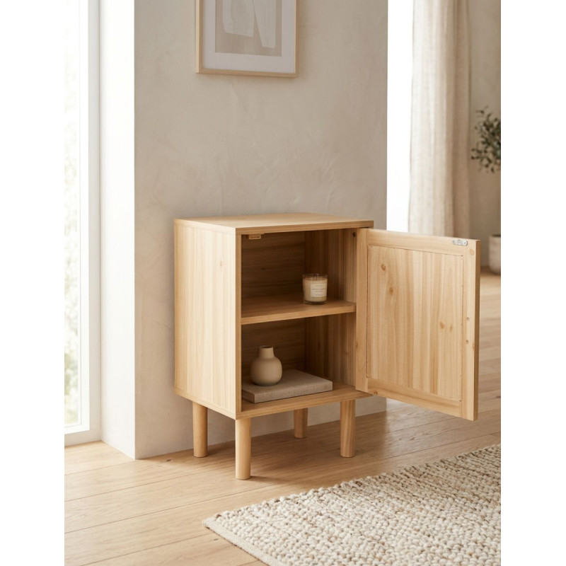 Mesilla Auxiliar Décor 40x30 CM Pino/Rattan - Montiel