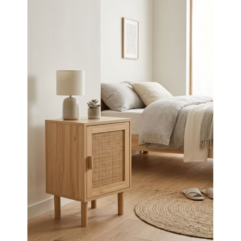 Mesilla Auxiliar Décor 40x30 CM Pino/Rattan - Montiel