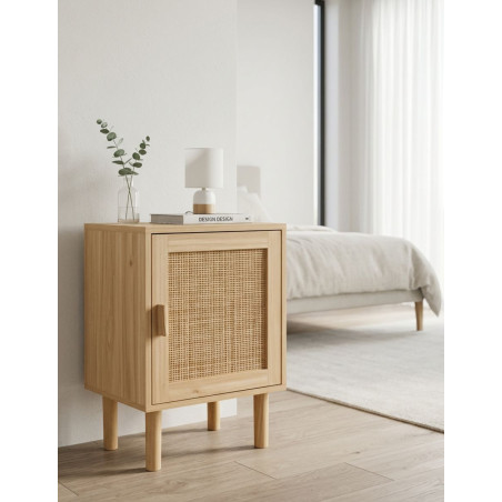 Mesilla Auxiliar Décor 40x30 CM Pino/Rattan - Montiel