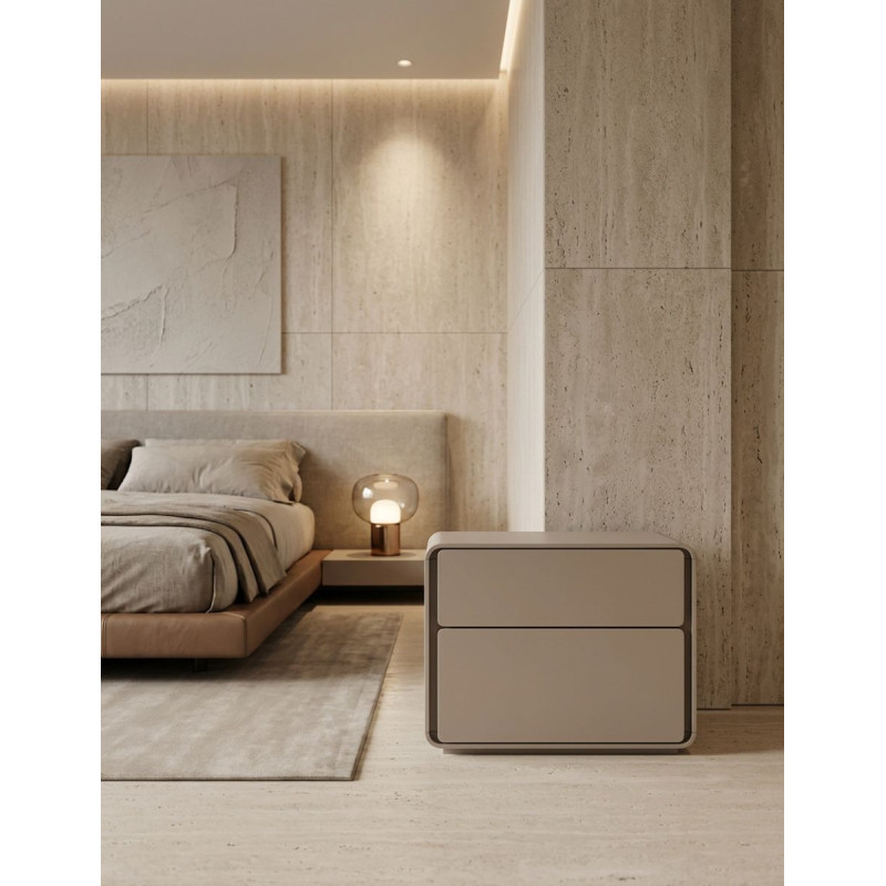 Mesita de Noche Theys 2 Cajones Beige - Montiel