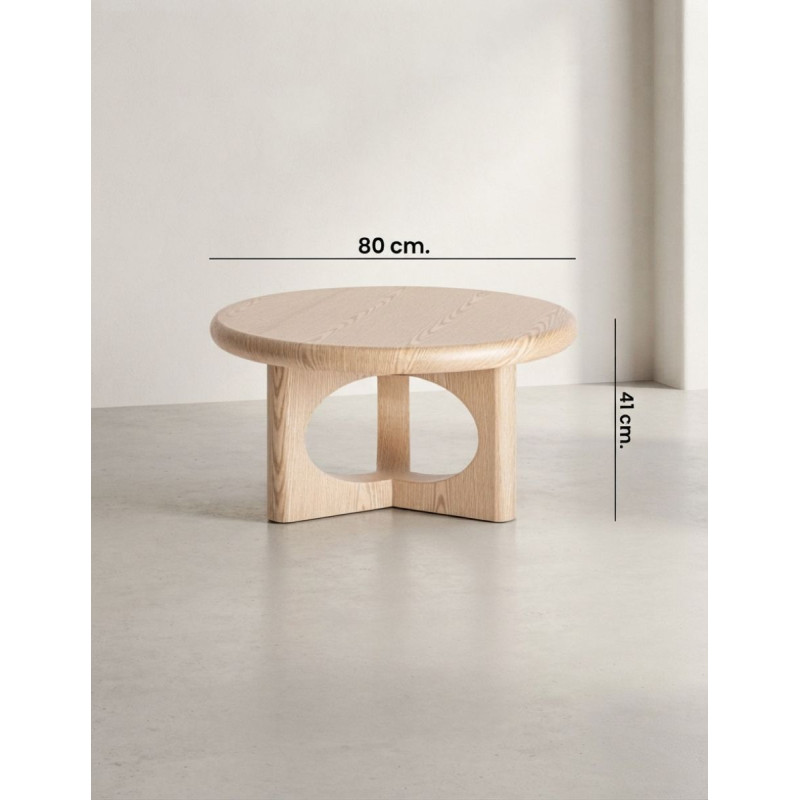 Mesa Auxiliar Lira Redonda de Madera Ø80x41 cm. - Montiel