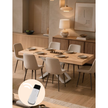 Mesa elevable y extensible de madera y estructura metálica-Montiel
